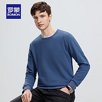 罗蒙(ROMON) 男士纯色圆领卫衣2024年春季中青年时尚长袖T恤休闲上衣男 蓝色 170