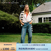 TOMMY HILFIGER 24春夏女装莱赛尔混纺复古做旧宽松直筒牛仔裤41299 牛仔蓝1A5 25