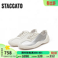 STACCATO 思加图 春季休闲鞋小白鞋系带透气运动鞋女鞋S1021AM4 月光银 35