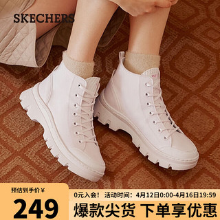 SKECHERS 斯凯奇 街头风女冬季复古帆布减震高帮中筒靴177260 白色WHT 37