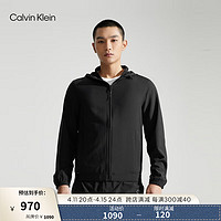 卡尔文·克莱恩 Calvin Klein 运动24春夏男撞色织带跑步训练服连帽运动外套4MS4O525 001-太空黑 L