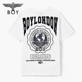 BOY LONDON夏男女同款学院风经典鹰标针织短袖T恤N01010 白色 S