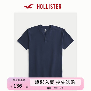 HOLLISTER【凉感T】24春夏亨利短袖T恤男女装 KI324-4099 海军蓝 M (180/100A)