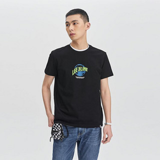 Lee 24早春新品标准版星球图案印花黑色男短袖T恤
