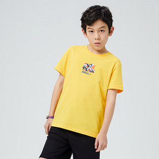 鸿星尔克（ERKE）男童短袖儿童t恤简约短袖百搭男童t恤中大童儿童短袖 橙黄 130