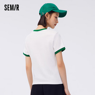 森马（Semir）【多彩T恤合辑】短袖T恤女宽松简约短款字母印花内搭外穿上衣集合 D款典雅猫咪-本白10102 175/96A/XXL