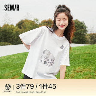 森马（Semir）【多彩T恤合辑】短袖T恤女宽松简约短款字母印花内搭外穿上衣集合 H款童梦复兴-本白1100 160/84A/M