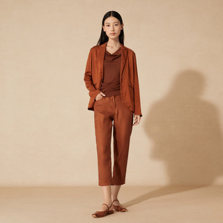 例外（EXCEPTION）【新中式】女装2024夏季西装冷染工艺窄边开袋西服外套女 深橙 34Y(155/80Y)