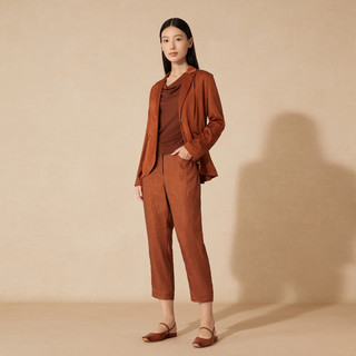 例外（EXCEPTION）【新中式】女装2024夏季西装冷染工艺窄边开袋西服外套女 深橙 34Y(155/80Y)