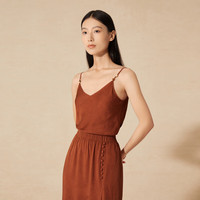 例外（EXCEPTION）【新中式】女装2024夏季冷染工艺陶瓷珠点缀V领吊带背心女 深橙 34Y(155/80Y)