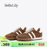 Bella Lily2024春季平底小众阿甘鞋女显瘦老爹鞋流行运动鞋子 棕色 35