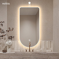 nolsia 厕所洗脸台镜子化妆led灯法式卫生间镜子单独2023新款除雾浴室镜