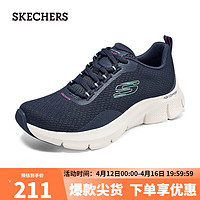 SKECHERS 斯凯奇 女子轻便厚底跑鞋网布缓震运动鞋149886 海军蓝色/紫色/NVPR 35