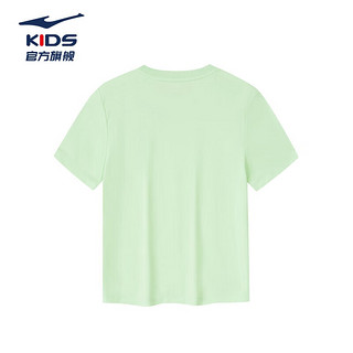 鸿星尔克（ERKE）童装短袖t恤男童女童简约舒适中大童夏装短袖 微光绿 140