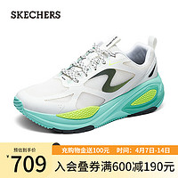斯凯奇（Skechers）男鞋户外运动休闲鞋舒适网面鞋厚底缓震增高鞋232735 白色/浅绿色/WAQ 39
