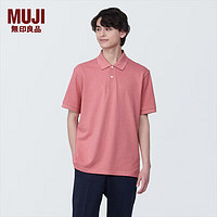 无印良品（MUJI）男式 水洗 珠地网眼织 短袖POLO衫  早春纯棉全棉 AB1M9A4S 红色 XL （180/104A）