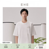 EHE男装 2024夏季高支精纺丝光棉万“柿”如意 休闲百搭T恤男 白色,尺码:L