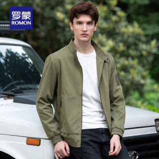 罗蒙(romon)夹克男立领短款中青年2024春季上衣时尚百搭休闲外套 浅绿
