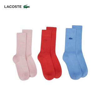 LACOSTE法国鳄鱼男女同款24年夏季舒适多巴胺色系袜子|RA6868 IPP/粉色/红色/蓝色 35/38