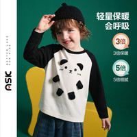 ASK JUNIOR女童T恤2024春装小童立体小熊装饰撞色插肩打底衫 黑色 90