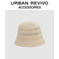 URBAN REVIVO2024夏季女士度假风镂空肌理感渔夫帽UAWA40183 米白 F