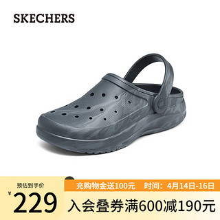 斯凯奇（Skechers）洞洞鞋泡泡鞋户外溯溪沙滩鞋舒适透气凉鞋涉水拖鞋243247 炭灰色/CHAR 39.5