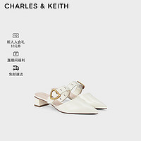 CHARLES&KEITH24夏一字带尖头粗跟穆勒拖凉鞋女CK1-60580278 Cream奶白色 40