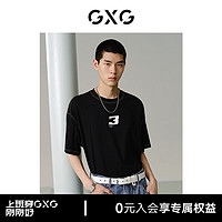 GXG 男装 黑色明线设计短袖T恤 24年夏季G24X442096 黑色 165/S