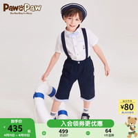 PawinPaw卡通小熊童装2024年夏季男童儿童六分短裤背带裤时尚 Navy藏青色/59 110