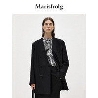 Marisfrolg玛丝菲尔早春压褶西装外套女2024通勤小西服上衣 黑色 L