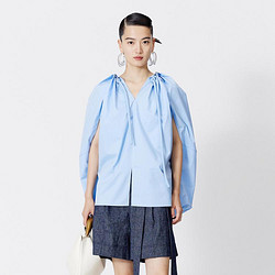 ZHUCHONGYUN 2024年夏款原创设计棉质抽绳褶饰量感廓形小众衬衫上衣女