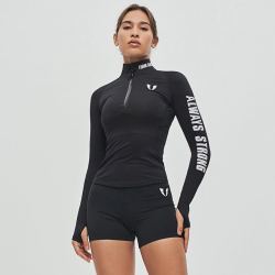 firmabs马甲线跑马拉松运动上衣女跑步训练紧身衣长袖半拉链瑜伽服