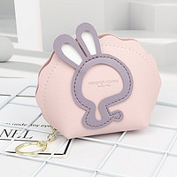 OEMG可爱兔子零钱包女随身小钱包迷你耳机收纳包钥匙挂饰硬币包 紫色