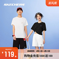 SKECHERS 斯凯奇 白色短袖短裤男女同款2024年新品情侣运动速干T恤