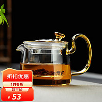 绿昌明玻璃茶具泡茶壶耐热加厚带茶滤泡茶器泡茶壶煮茶壶家用功夫茶具 琥珀色260ml/壶