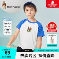 暇步士(Hush Puppies)童装男童女童短袖夏装大童儿童圆领衫时尚印花柔软舒适潮 宝蓝 170cm