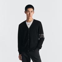男装春季条纹V领毛开衫时尚青男式毛衣