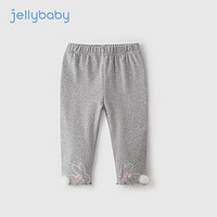 JELLYBABY【萌趣打底裤】女童春装宝宝打底裤女孩裤子春秋 花灰 90cm