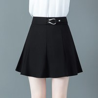 魅力棠小黑裙女半身裙A字短款2024年夏季防走光伞裙百褶裙子女短裙 黑色 L/28(105-115斤)