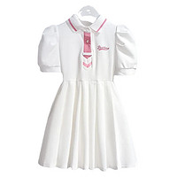 夏季洋气泡泡袖学院风polo裙韩版裙子 白色 110cm