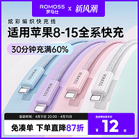 ROMOSS 罗马仕 适用苹果15数据线iPhone14充电线快充13promax手机11充电8plus闪充PD20W充电线iPad平板2米XR