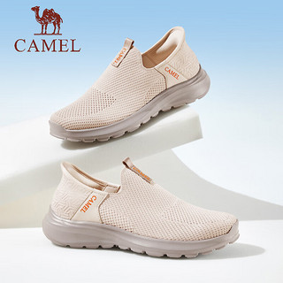 骆驼（CAMEL）男鞋春季网鞋透气运动鞋套脚舒适飞织健步鞋 G14S380049 黑色 39