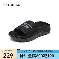斯凯奇（Skechers）夏季男鞋运动休闲鞋溯溪沙滩鞋拖鞋厚底一字拖229019 黑色/炭灰色/BKCC 39