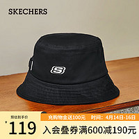 斯凯奇（Skechers）夏季渔夫帽男女同款休闲百搭舒适棉质轻便帽子L124U080 碳黑/0018 均码