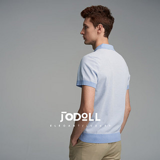 JODOLL乔顿男士短袖T恤夏季休闲简约时尚淡蓝色针织短袖上衣POLO 淡蓝色 48