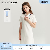 E·LAND KIDS童装2024年夏季女童POLO领T恤式短袖连衣裙 Ivory象牙白/39 130cm