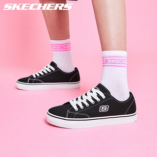 SKECHERS 斯凯奇 女鞋帆布鞋情侣款板鞋黑色简约复古百搭休闲鞋 -BLK 38