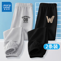 真维斯童装 男童纯棉透气运动裤 灰/J08黑K-黑/JW字母K 150