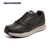 SKECHERS 斯凯奇 男鞋春季商务鞋轻便运动皮鞋全黑简约百搭休闲休闲款-巧克力色41