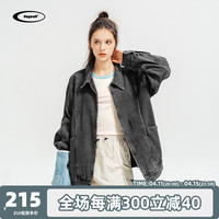 熊猫·本春季夹克男潮流百搭复古做旧风男女同款牛仔上衣外套 黑灰色 XL（130-180 斤）
